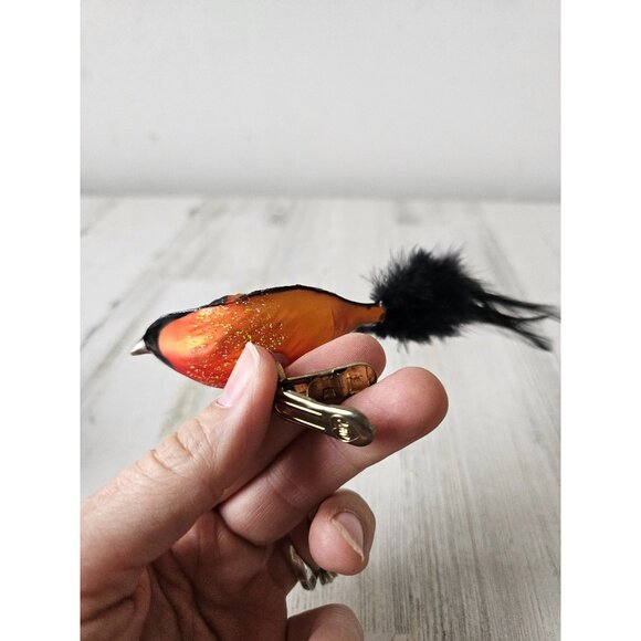 Owc Old world Robin Bird clip glass feather ornament Xmas tree glitter sparkle - Picture 6 of 8